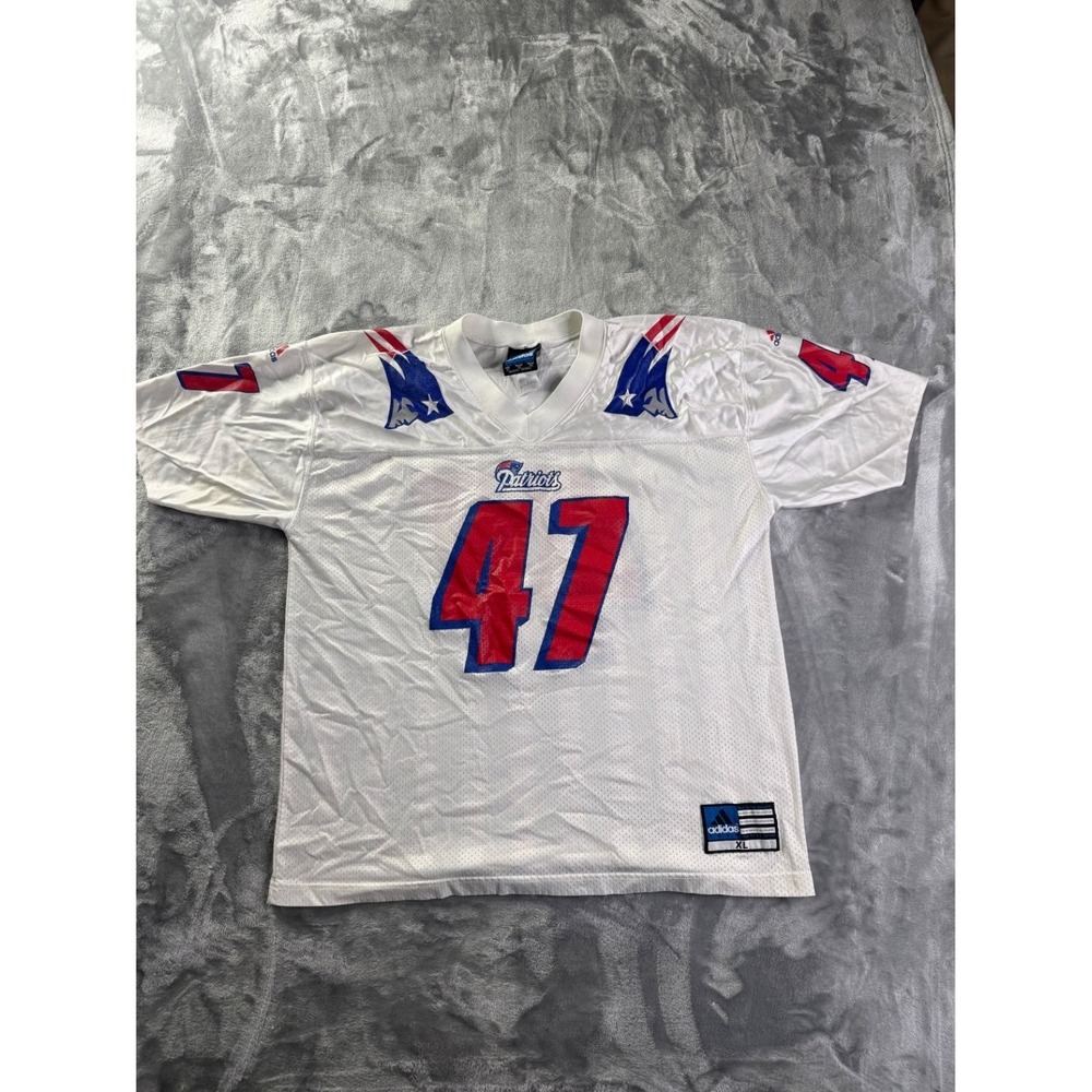 Vintage adidas NFL Men's Jersey #47 Patriots Robert Edwards XL White Nylon